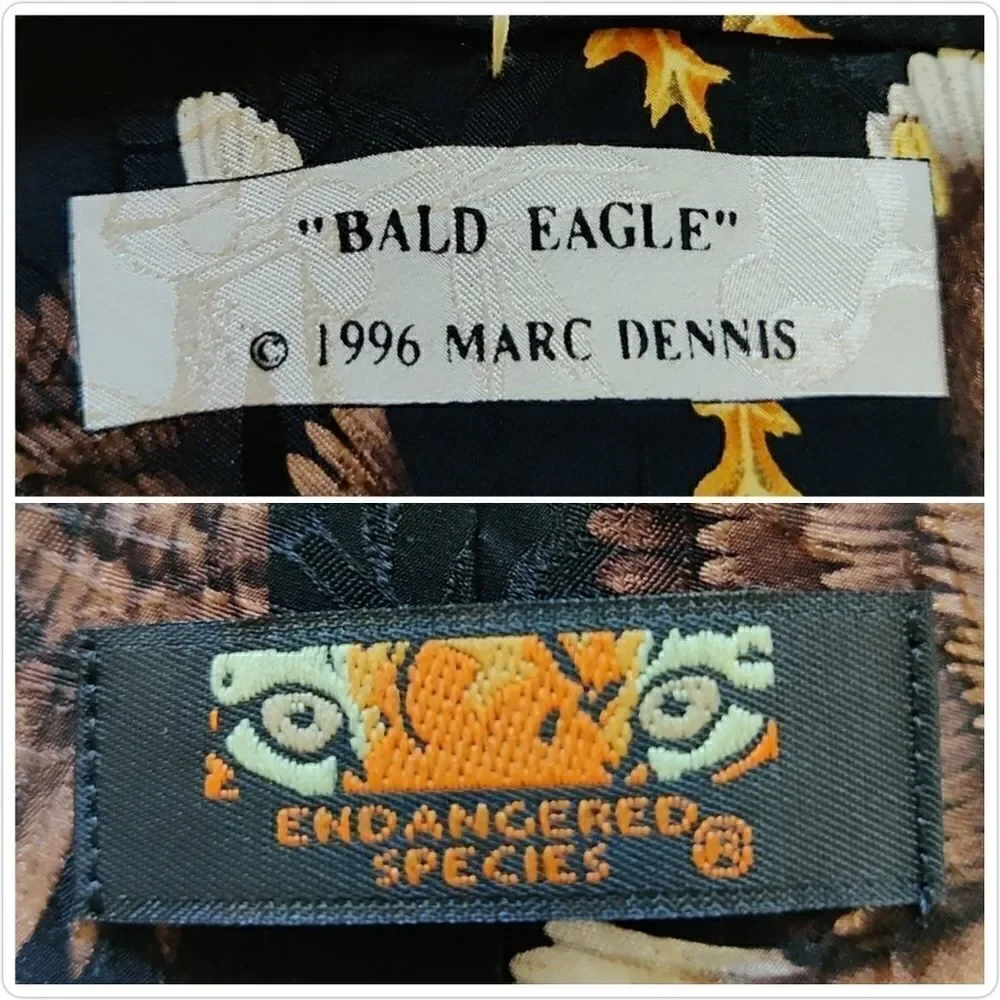Vintage Marc Dennis Bald Eagle 100% silk tie